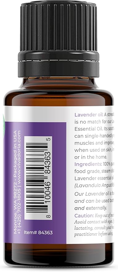 Viva Doria Lavender Essential Oil, 100% Pure, Natural Essential Oil, Undiluted, for Aromatherapy | Food Grade, 15 mL (0.5 Fluid Ounce)