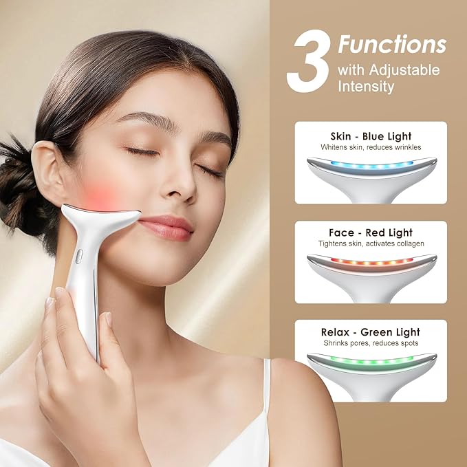 Facial and Neck Massager for Face, Neck & Eye - Skin Lifting & Firming - Wrinkle & Dark Circle Reducer - at Home Skin Care Face Sculpting Tool and Neck Massager