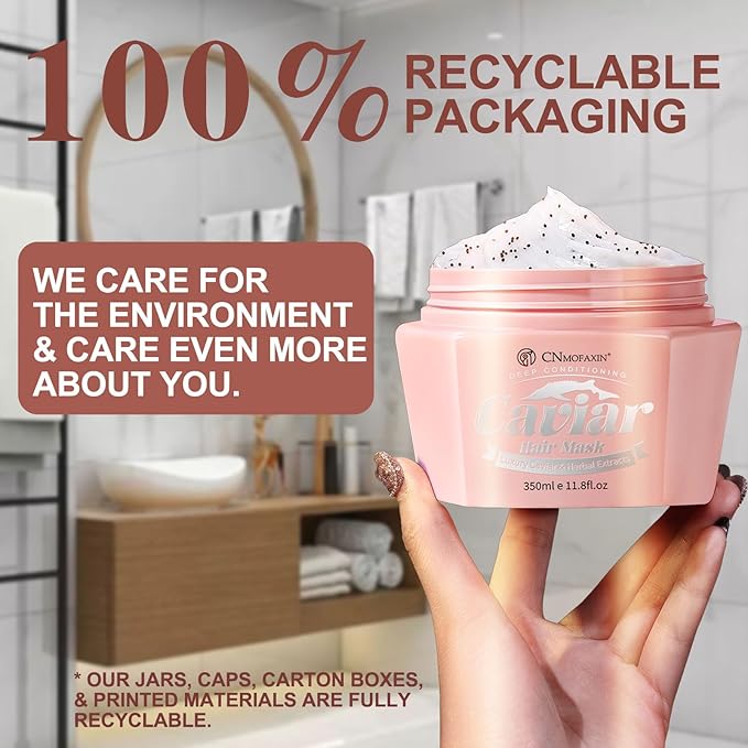 Caviar Hair Mask, Enriched with Caviar Essence, Keratin, & Herbal Extracts for Ultimate Shine & Softness, Deep Conditioning Treatment for Dry or Damaged Hair, 11.8 fl oz，Sulfate-Free