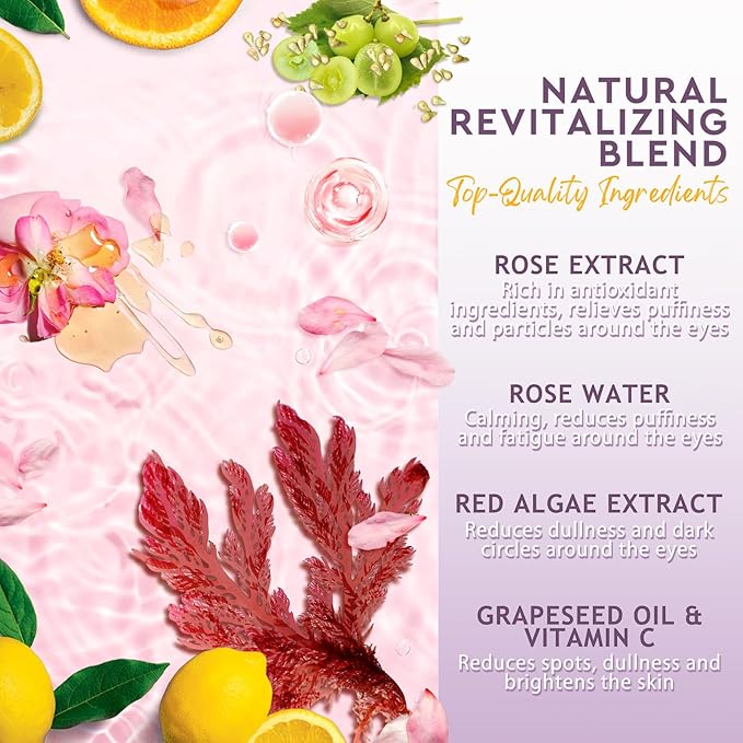 Under Eye Patches,30 Pairs Eye Mask Skin care for Dark Circles, Puffy Eyes, Under eye Bags,Wrinkles,Eye Treatment Skin Care for Men & Women Gift （Rose）