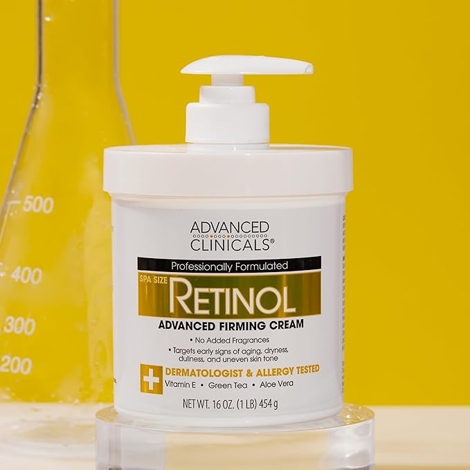 Advanced Clinicals Retinol Body Lotion & Face Moisturizer | Visible Anti Aging Skin Care Retinol Body Cream For Women & Men Targets Look Of Fine Lines, Wrinkles, & Crepe Looking Dry Skin, 16 Ounce