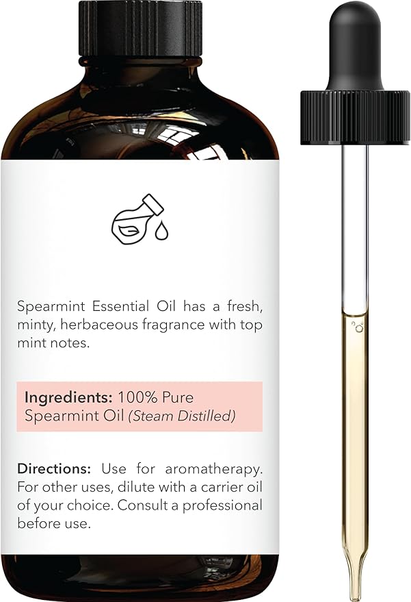 Brooklyn Botany Spearmint Essential Oil - Huge 4 Fl Oz - 100% Pure and Natural - Premium Grade with Dropper - for Aromatherapy and Diffuser