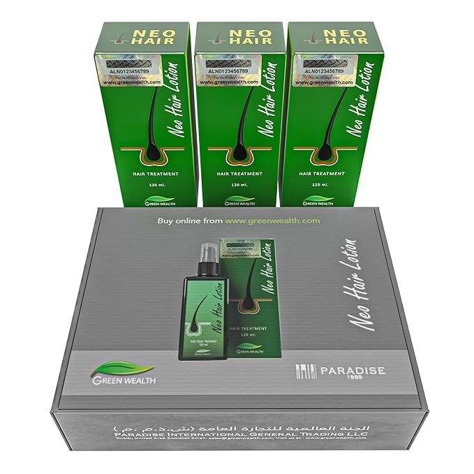 Neo Hair Lotion, 120 ml, Hair Regrowth Treatment Hair Growth Strengthens Damaged Hair Loss And Revitalizes Scalp Hair Care Pack of 3