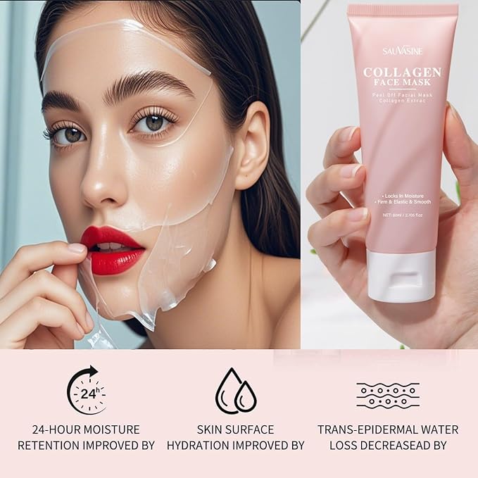 Collagen Overnight Wrapping Peel Off Face Mask - Deep Hydration Care, Reduce Sagging & Dullness, Hydrolyzed Collagen Glass Skin Peel Off Mask, Korean Skincare