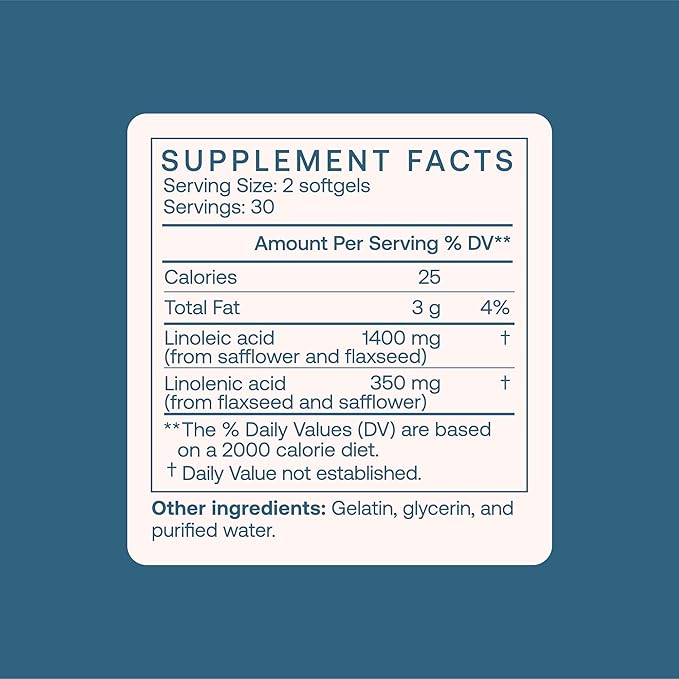 BodyBio Omega Oils 3 & 6 - Essential Fatty Acids for Brain and Heart Health | Organic Safflower and Flax Seed Oil Blend | Cold-Pressed Oils | DHA EPA | Balance Oil 180 Softgel