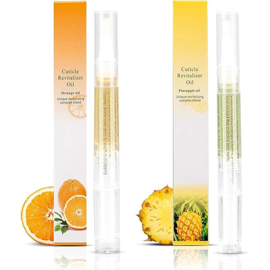 Meschett 2PCS Cuticle Oil Pens for Nail Care,Cuticle Revitalizer Oil Pen with Soft Brush,Cuticle Oil to Prevent Nail Cracking and Dry (Pineapple & Orange Flavor)