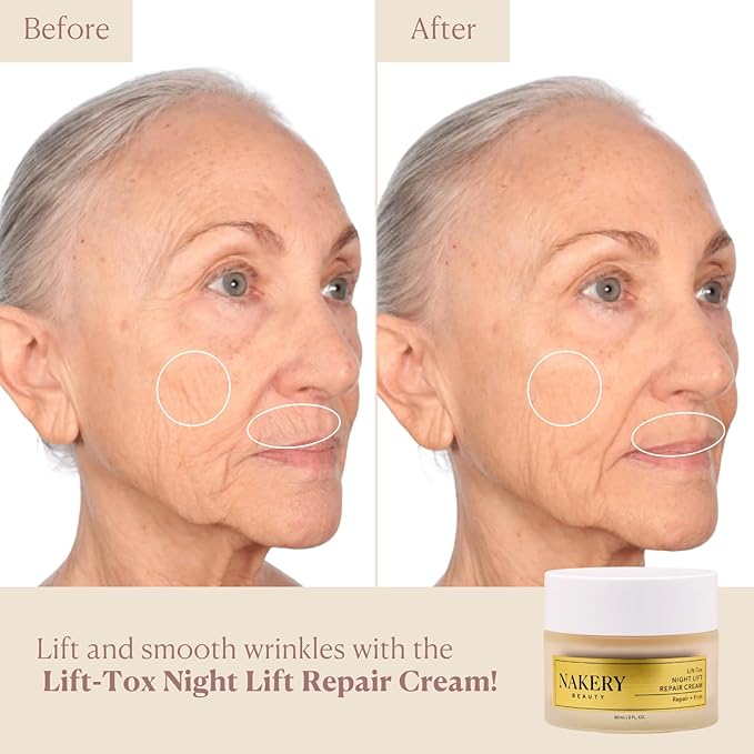Nakery Lift-Tox Night Cream for Women - Overnight Anti Wrinkle Face Cream for Firmer & Smoother Complexion - Hydrating Night Cream for Women with Crepey Skin - Rich Night Face Cream for Mature Skin