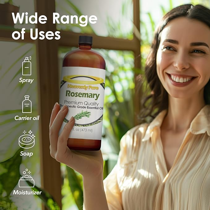Rosemary Essential Oil 16 oz Large Bottle for Diffuser, Hair and Body Care - 473 ml