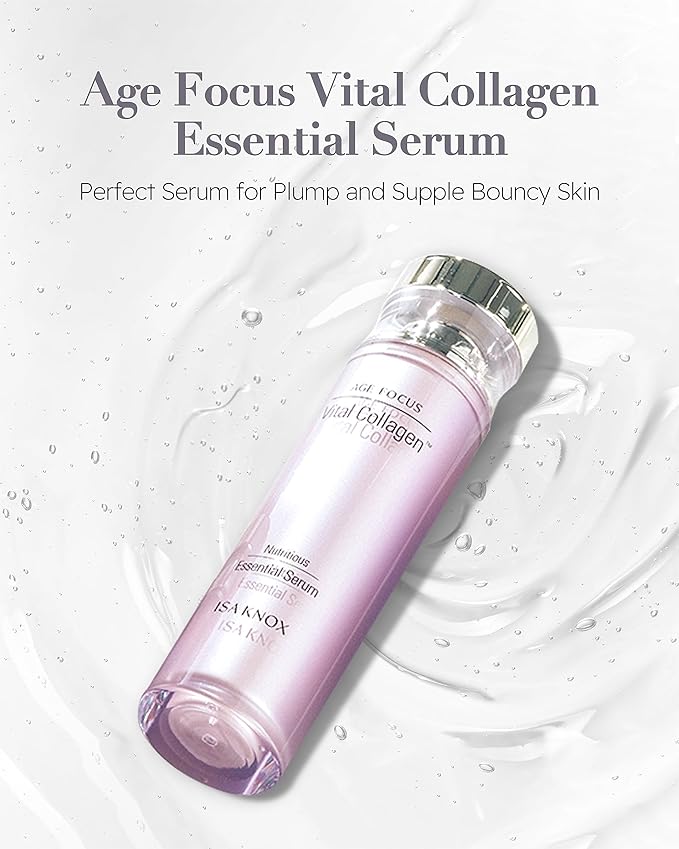 ISA KNOX AGE FOCUS VITAL COLLAGEN Essential Serum (2.4fl oz) - Korean Skin Care, Ampoule by LG Beauty. Hydrolyzed Collagen, Vitamins C, B12 & E