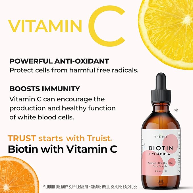 Pure Biotin Liquid Drops 10000mcg - Biotin (B7) Max. Strength for Hair, Skin & Nails - Vitamin C (8mg) - Women & Men - 60 Day Supply / 2.0 Fl. (60ml)