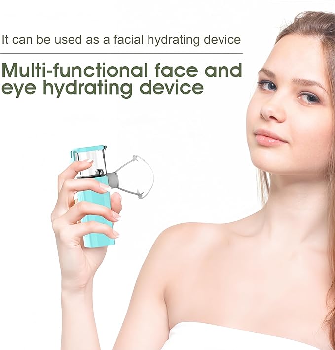 Nano Eye Mist Steam Sprayer Portable Compress for Relief Dry Eyes Eye Fatigue Products Eyelid Eye Care SPA Nebulizer Device Mini Face Eye Moisturizing Cleaning Soothing Steamer-Green