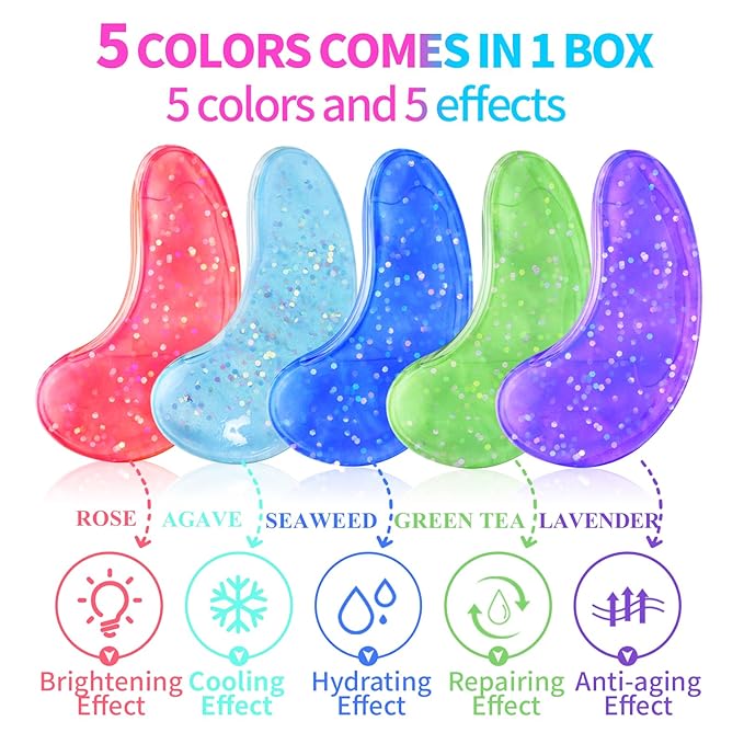 Multi-Colored Collagen Spa Under Eye Mask, 20 Pairs - Under Eye Patches for Puffy Eyes&Dark Circle Dry Skin, Reduce Fine Lines, Improve Dark Circles and Eye Bags