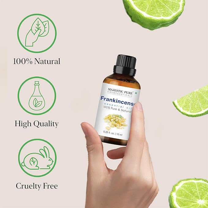 Majestic Pure Frankincense Essential Oil - 100% Pure Frankincense Oil for Pain Relief, Skin Care, Hair Care & Aromatherapy, Premium Grade for Diffuser & Oil Diffuser - 0.3 fl oz