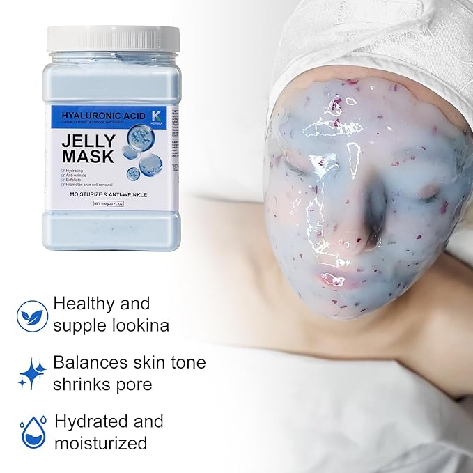 Hyaluronic Jelly Masks For Facials Professional, Hyaluronic Acid Masks Powder For Facial Mask, Hydrojelly Jelly Gel Face Mask For Peel Off, Hydrating Mask for Face Skin Care Of Home Spa, Blue