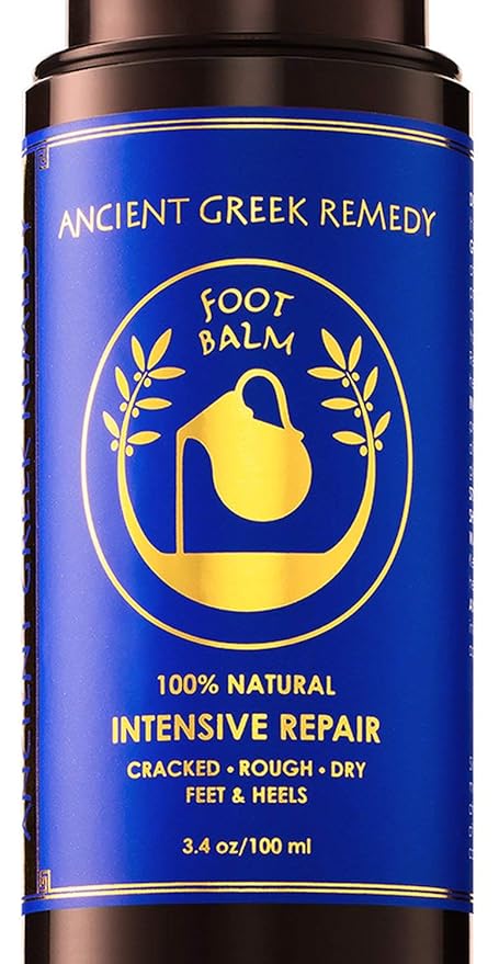 Ancient Greek Remedy Organic Foot Balm for Dry Cracked Feet and Heels, Made of Almond, Olive, Jojoba, Lavender, Vitamin E Oil. Natural Cream Moisturizer for Dry Skin Care for Women, Men
