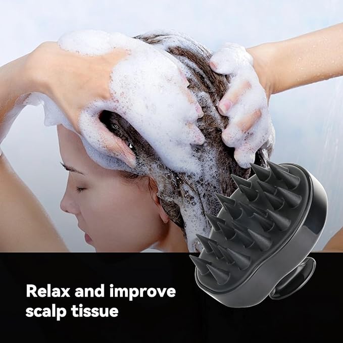 MOCHTERO Handheld Scalp Massager, for Stress Relax Hair Growth,Silicone Hair Brush, Black