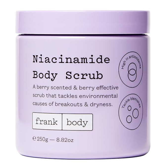 Frank Body Niacinamide Body Scrub | Vegan, Cruelty Free, Gentle Exfoliating Body Scrub | Helps to Fight Breakouts and Dryness with Niacinamide, Superfood Berry Extracts, & Green Tea | 8.82 oz / 250 g