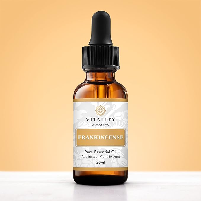 Vitality Extracts Frankincense Essential Oil - 30ml, Boswellia Serrata, Aromatherapy, Skin Care, Natural Calm, Stress Relief, Yoga, Comfort