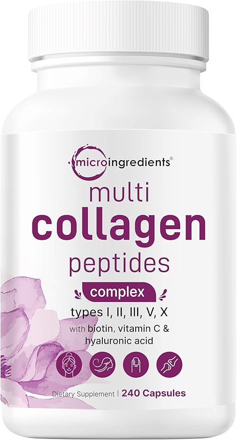 Micro Ingredients 8-in-1 Multi Collagen Capsules & CoQ10 100mg Softgels Bundle 2 Pack | Grass-Fed Collagen Peptides | High Absorption Ubiquinone with Coconut MCT Oil