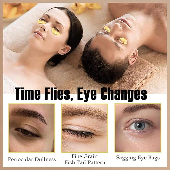 30 Pairs 24K Gold Eye Masks & Lip Masks,Crystal Collagen Eye Patches for Puffy Eyes, Effectively Moisturizing Lip & Eye Skin Care Reducing Fine Lines Dark Circleeye Patches