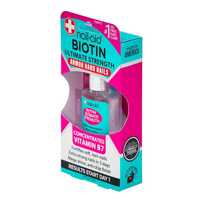 Nail-Aid Biotin Ultimate Strength - Nail Treatment & Strengthener - Clear, 0.55 Fl Oz (08873)