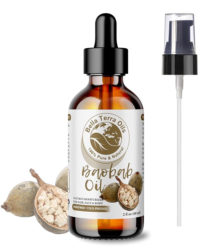 Bella Terra Oils - Baobab Oil 4oz - Luxurious Oil with Palmitic & Linoleic Acid, Perfectly Blended Nature's Bounty for a Glowing Skin