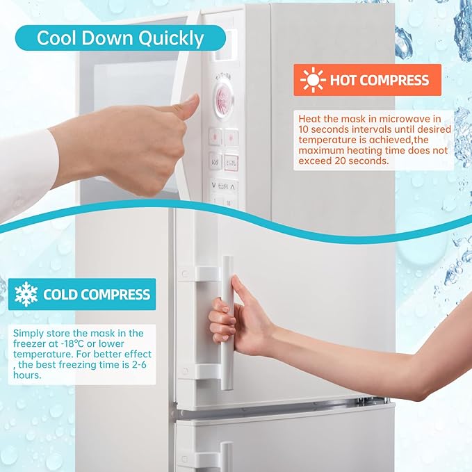 2 PCS Reusable Ice Eye Mask - Hot Cold Therapy Gel Bead for Puffiness, Dark Circles, Bags, Dry Eyes, Headaches, Migraines, Stress Relief - Cooling Ice Pack (Blue)