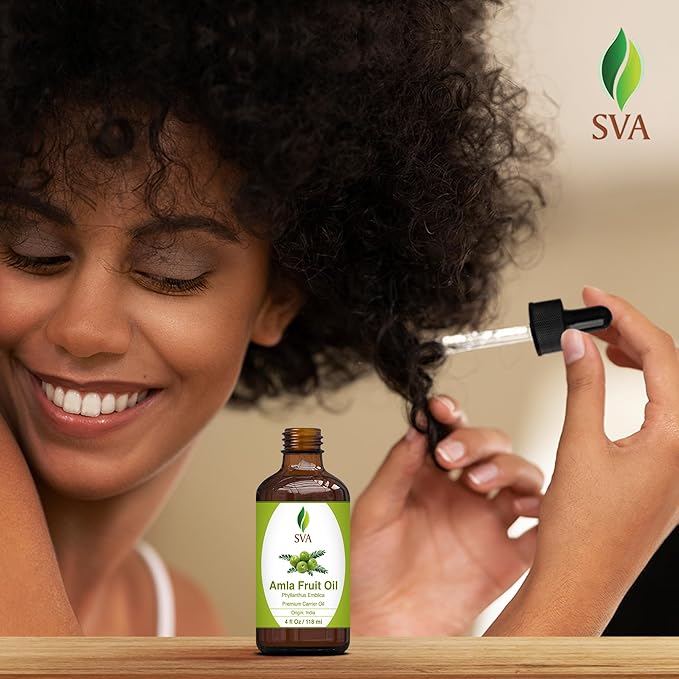 SVA Amla Oil 4oz (118ml) Premium Carrier Oil With Dropper For Hair Care, Hair Oiling, Scalp Massage, & Skin Care