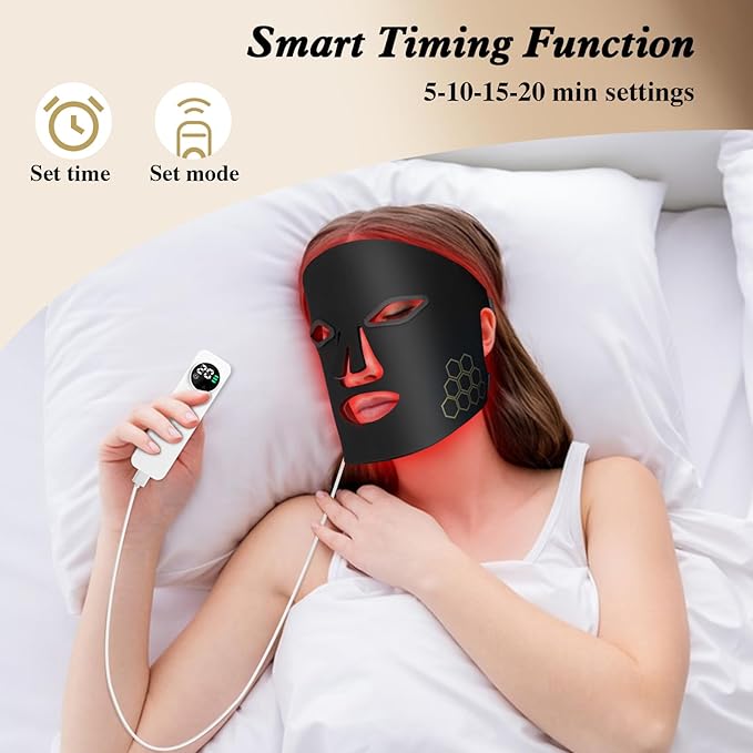 Red Light Therapy for Face, Infrared LED Face Mask Light Therapy 4 Light Waves with 850nm Near Infrared, Portable Rechargeable Red Light Therapy Mask Skincare Device for Facial Rejuvenation