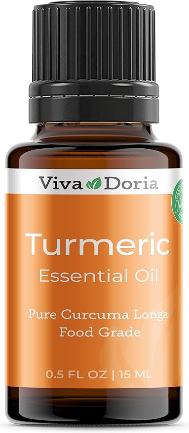 Viva Doria Turmeric Essential Oil, 100% Pure, Natural Turmeric Essential Oil, Undiluted, for Aromatherapy | Food Grade, 15 mL (0.5 Fluid Ounce)