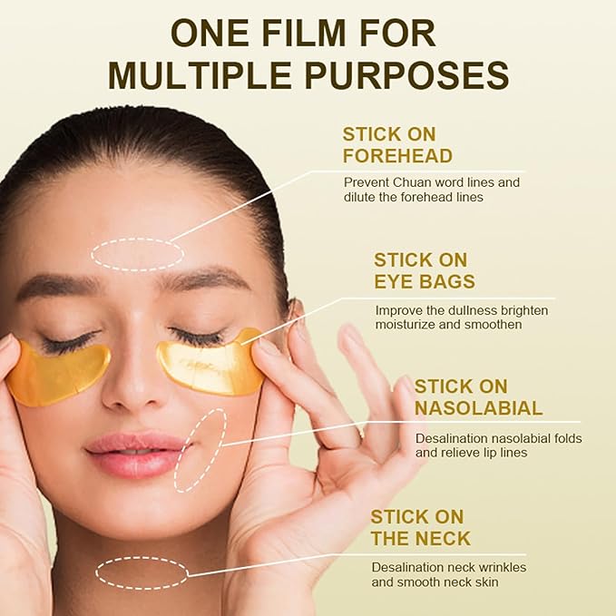 30 Pairs Lip Masks & 24K Gold Eye Masks, Crystal Collagen Eye Patches for Puffy Eyes, Moisturizing & Reduce Wrinkles, Lip Care & Under Eye Mask for Dark Circles and Puffiness
