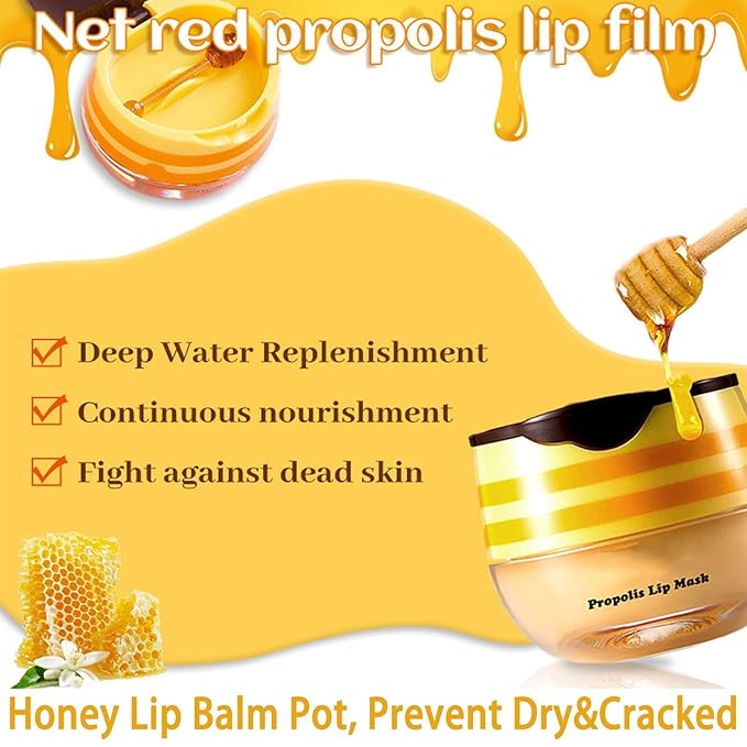 4 PCS Bee Lip Balm Lip Mask Honey Pot, Coconut Honey Peach Mint Moisturizing Sleeping Lip Mask Overnight with Sticks, Lip Balm Exfoliating Prevention Dry and Crack Lip Scrubs