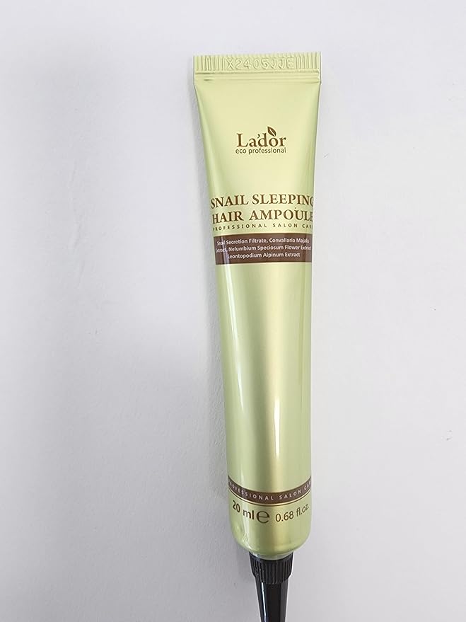 LA'DOR Snail Sleeping Hair Ampoule Serum - Intensive Overnight Leave-In Mask - Treatment for Frizzy Dry Damaged Thinning Hair Korean Haircare LADOR