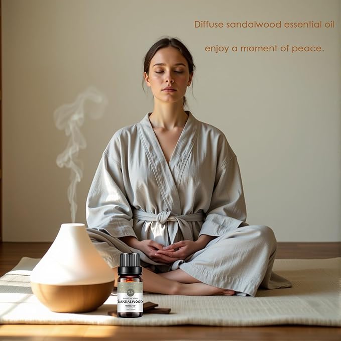 Sandalwood Essential Oil, 100% Pure Natural Aroma Sandalwood Oil for Diffuser (10ML)