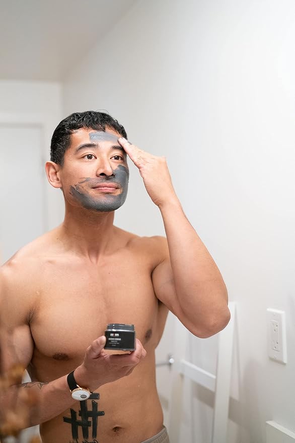 PRESS SKINCARE Bamboo Charcoal Face Mask| Mud Masks for Face | Face Masks Skincare for Men | Exfoliator, Pore Cleansing & Anti Aging Hydrating Face Masks Skin care |3.4 FL. OZ