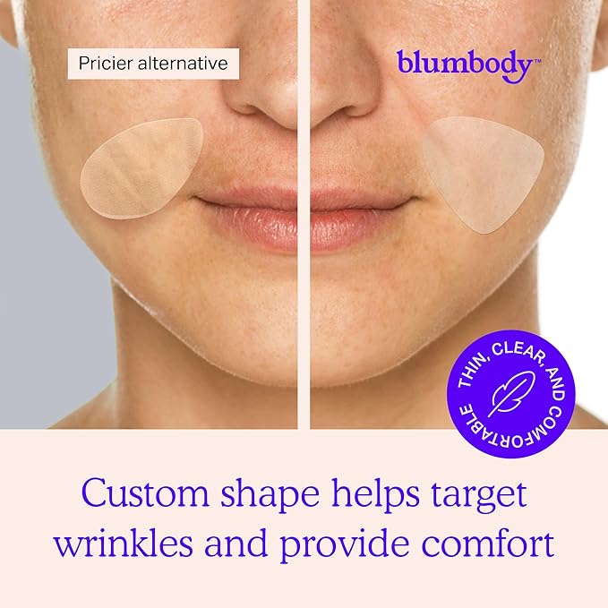 BLUMBODY Face & Forehead Wrinkle Patches – Mini Anti-Wrinkle Facial Patches for Eyes, Mouth & Forehead – Triangle Non-Silicone Face Tape for Elevens, Crows Feet and Fine Lines – 160 Facial Patches