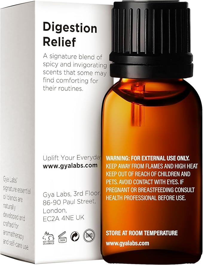 Gya Labs Digestion Relief Essential Oil Blend - 100% Pure Natural, Fresh & Herbaceous Scent (0.34 Fl Oz)