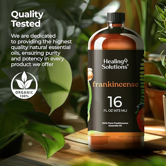 Healing Solutions Frankincense Essential Oil Bulk, 16oz - 100% Pure Bulk Frankincense Oil - Therapeutic Grade for Aromatherapy, Diffuser, Relaxation - Frankincense Essential Oil Large Bottle Refill