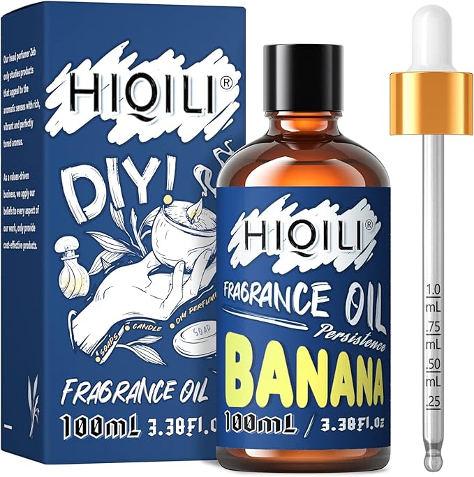 HIQILI Banana Essential Oil - Pure Fragrance Oil for Diffuser, Body, Candle Soap Perfume Lotion Making, 3.38 Fl Oz Halloween Thanksgiving