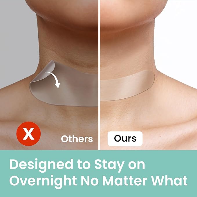 Advanced Wrinkle Patches 60ct Smile Line, Frown Line Wrinkle Patches for Facial Korean Skin Care Face Wrinkle Tape Invisible Overnight with Retinol & Collagen (Medium (Neck))