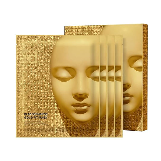 Dermastic Gold Fit Mask | Rejuvenating Facial Masks | Hydrating, Toning & Firming Facial Mask | Helps Enhance Skin Elasticity | Made in Korea - 4 Packs