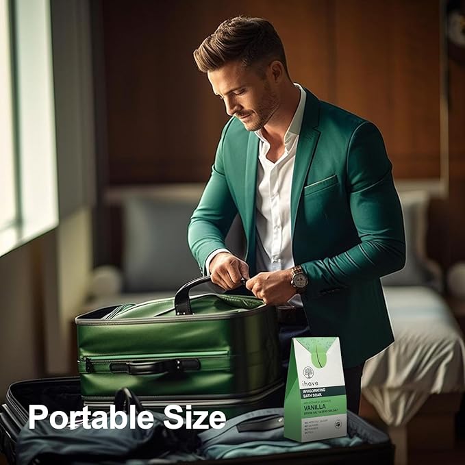 iHave Epsom Salt & Dead Sea Salt Bath Soak with Vanilla Essential Oils, Portable Bath Salts Unique Spa Gifts for Her, Ideal Anniversary, Birthday Gifts for Women, Mom, Wife, Girlfriend, Sister, Friend