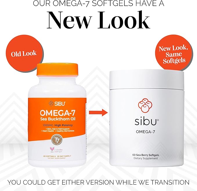 sibu Omega-7 Softgels, Premium Organic Himalayan Sea Buckthorn Oil (180ct, 90 Day Supply) – Supplement for Healthy Skin, Hair, Nails and Dryness