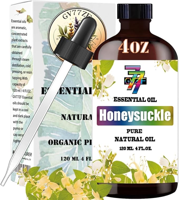 Honeysuckle Essential Oil (4 oz/120 ml) - Premium Honeysuckle Essential Oil for use in diffusers, humidifiers, Home Baths, Cleaning Products, Yoga, DIY Soaps and DIY Scented Candles