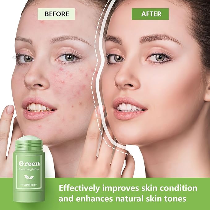 Green Tea Purifying Clay Face Mask, Blackhead Remover With Green Tea Extract, Face Moisturizing，Deep Pore Cleansing for All Skin Types of Men And Women (1 PCS)
