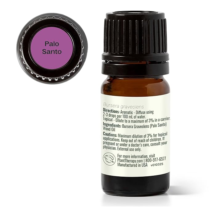 Plant Therapy Palo Santo Essential Oil 100% Pure, Undiluted, Natural Aromatherapy, Therapeutic Grade 5 mL (1/6 oz)