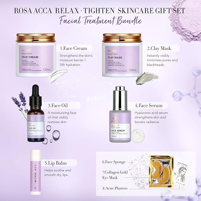 Skin Care Sets & Kits, Spa Gift Baskets for Women, Self Care Gifts for Women 28 Pcs, Enriched Hyaluronic Acid, Vitamin E, Collagen, Retinol