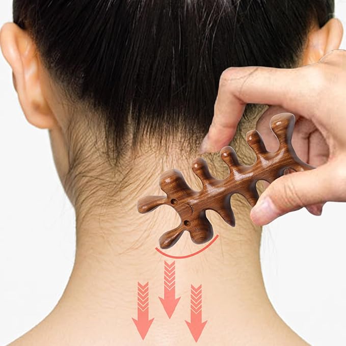 Frestyle Natural Wood Wide Tooth Hair Comb Head Scalp Massage No Static Green Sandalwood Hair Pick Wooden Comb for Women Men Kids Hair Neck Hands Legs Caring Tool (Cute Insect), Brown