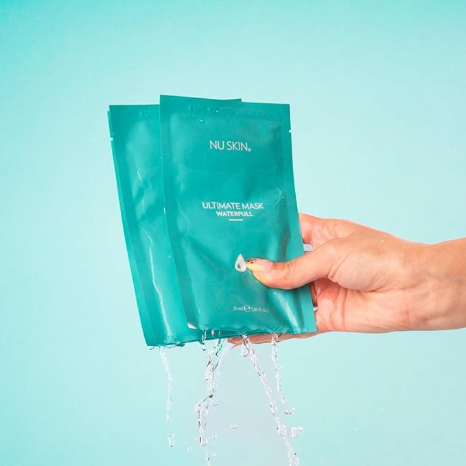 Nu Skin Ultimate Mask Waterfull - Botanical Eucalyptus Microfiber Hydration, Transparent Face Mask | Adhesive Skin Care Mask, Maximum Moisturization, Mask for Soft, Supple Skin (8 masks)