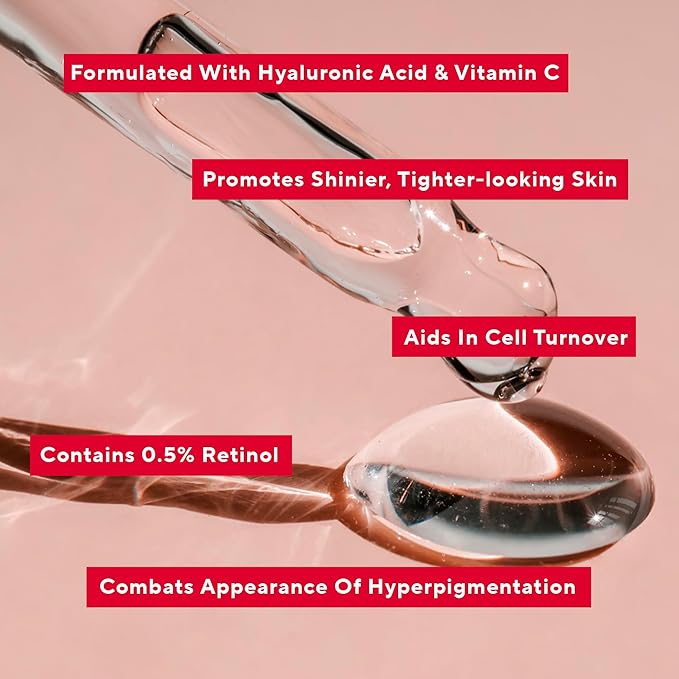 Mirabella Replenish & Restore Multi-Peptide Anti Aging Face Serum for Hyperpigmentation & Redness Relief - Vitamin C & 0.5% Retinol Infused Dark Spot Corrector